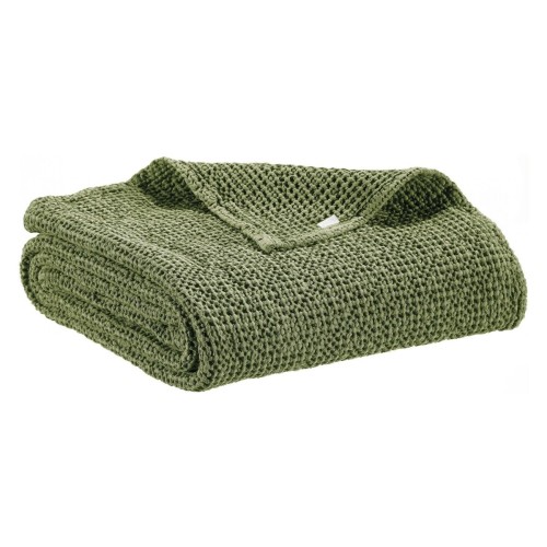 Jeté de lit, couvre-lit coton stonewashed Maïa Eucalyptus - Vivaraise