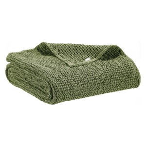 Plaid, jeté de canapé coton stonewashed Maïa Eucalyptus - Vivaraise