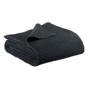 Jeté de lit, couvre-lit coton stonewashed Maïa Caviar - Vivaraise