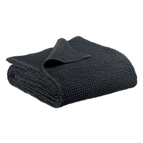 Plaid, jeté de canapé coton stonewashed Maïa Caviar - Vivaraise