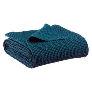 Jeté de lit, couvre-lit coton stonewashed Maïa Indigo - Vivaraise