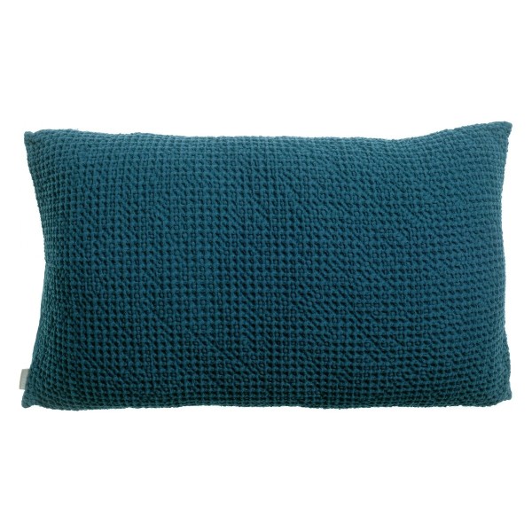 Plaid coton stonewashed Maïa recyclé Indigo,...
