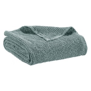 Jeté de lit, couvre-lit coton stonewashed Maïa Plomb - Vivaraise