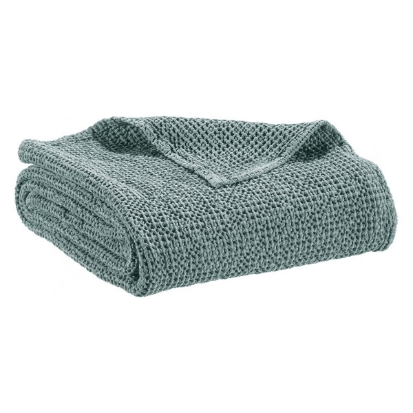 Jeté de lit, couvre-lit coton stonewashed Maïa Plomb - Vivaraise