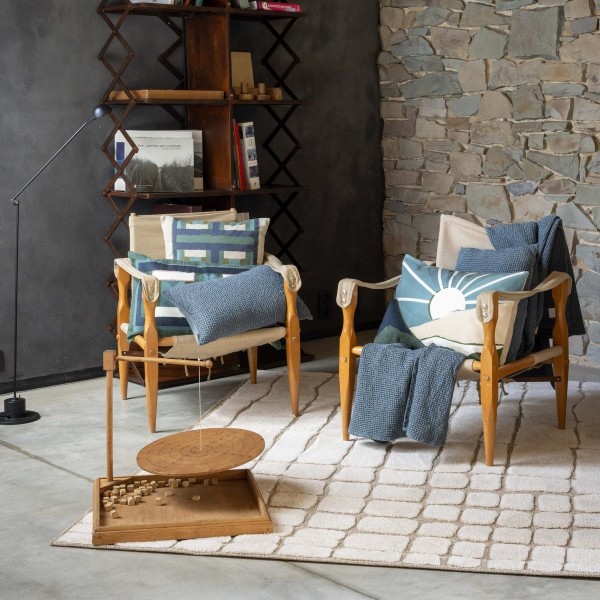 Plaid coton stonewashed Maïa recyclé Plomb,...