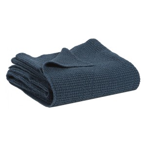 Jeté de lit, couvre-lit stonewashe coton Maïa recyclé Navy - Vivaraise