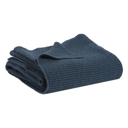 Jeté de lit, couvre-lit stonewashe coton Maïa recyclé Navy - Vivaraise