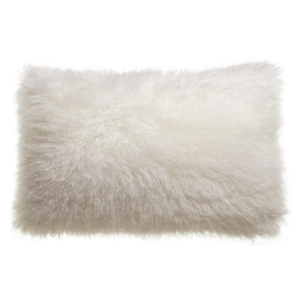 Coussin déco fausse fourrure mouton Betani Neige - Vivaraise