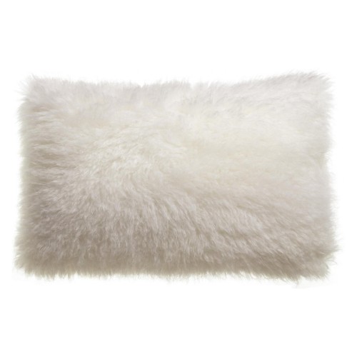 Coussin déco fausse fourrure mouton Betani Neige - Vivaraise