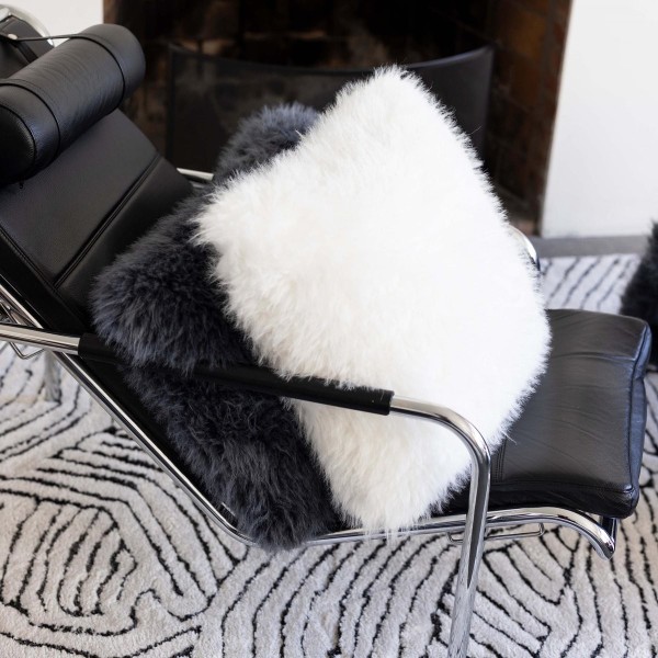 Coussin fausse fourrure Betani Neige 40x65,...