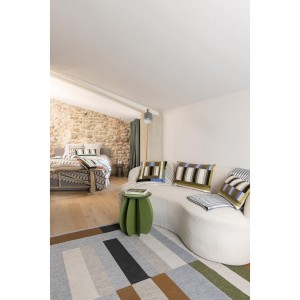 Plaid, jeté de canapé coton jacquard Calista Cendre - Vivaraise 2