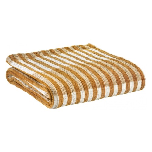 Plaid, jeté de canapé coton jacquard Calista Safran - Vivaraise