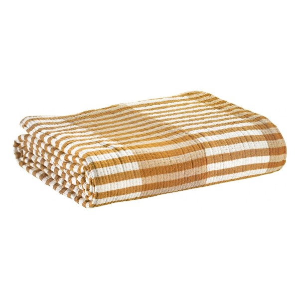 Jeté de lit, couvre-lit coton jacquard Calista Safran - Vivaraise
