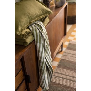 Plaid, jeté de canapé coton jacquard Calista Olive - Vivaraise 2
