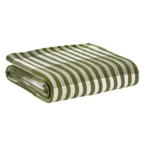 Plaid, jeté de canapé coton jacquard Calista Olive - Vivaraise