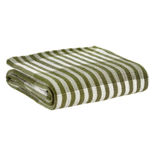 Plaid, jeté de canapé coton jacquard Calista Olive - Vivaraise