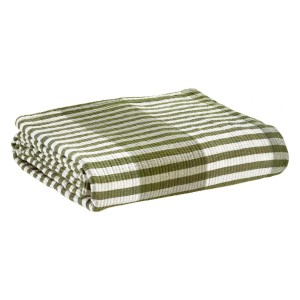 Jeté de lit, dessus de lit coton jacquard Calista olive - Vivaraise
