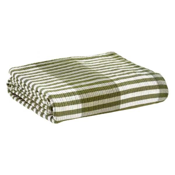 Jeté de lit, dessus de lit coton jacquard Calista olive - Vivaraise
