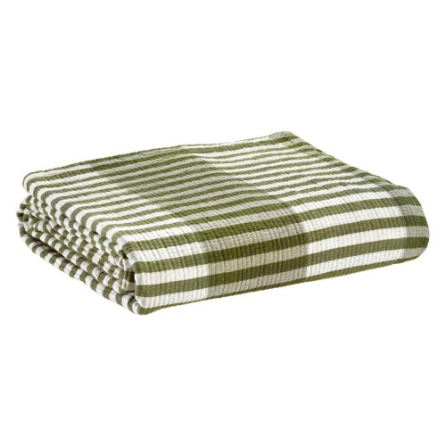 Jeté de lit, dessus de lit coton jacquard Calista olive - Vivaraise