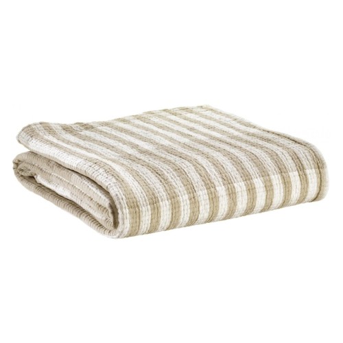 Plaid, jeté de canapé coton jacquard Calista Galet - Vivaraise