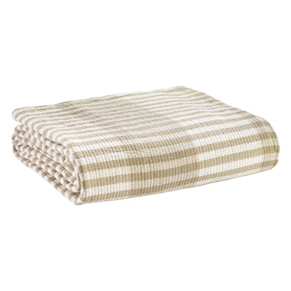Jeté de lit, dessus de lit coton jacquard Calista Galet - Vivaraise