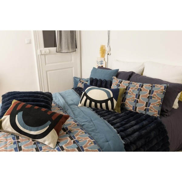 Edredon bout de lit uni velours de coton/coton...