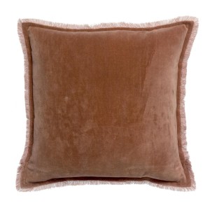 Edredon, bout de lit uni velours de coton/coton Fara Bois de rose - Vivaraise 2