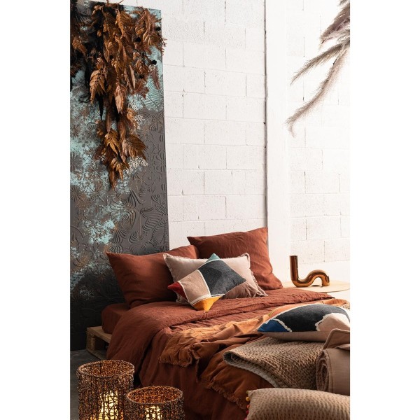 Edredon bout de lit uni velours de coton/coton...
