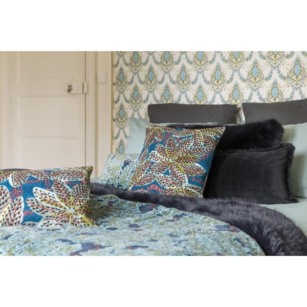 Edredon bout de lit uni velours de coton/coton...