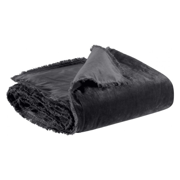 Edredon, courtepointe uni velours de coton/coton Fara Caviar - Vivaraise