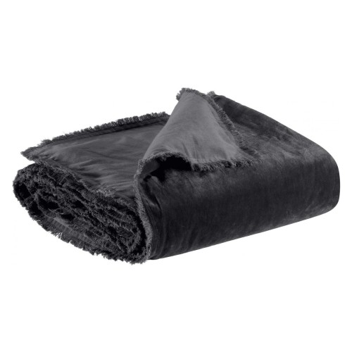 Edredon, courtepointe uni velours de coton/coton Fara Caviar - Vivaraise