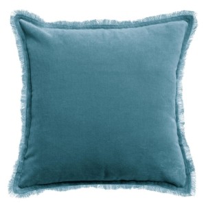 Coussin uni velours de coton/coton Fara Acier 45x45, Vivaraise