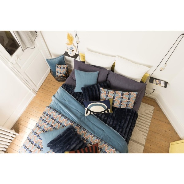 Plaid uni velours de coton/coton Fara Acier...