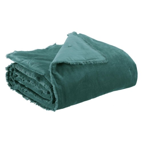 Plaid uni velours de coton/coton Fara Corinthe 135x200, Vivaraise