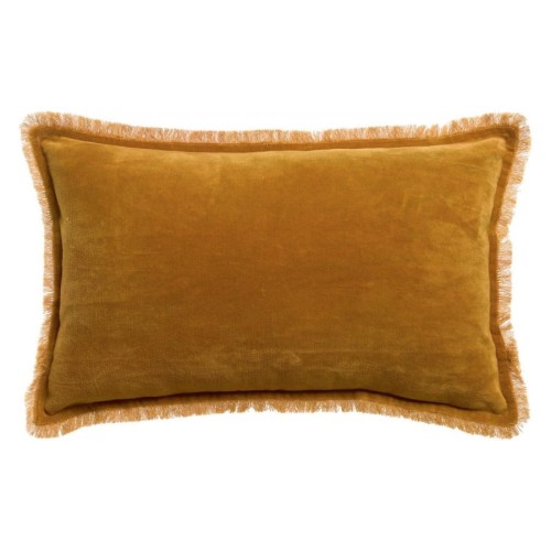 Coussin uni velours de coton/coton Fara Safran 30x50, Vivaraise