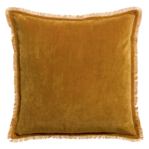Coussin uni velours de coton/coton Fara Safran 45x45, Vivaraise