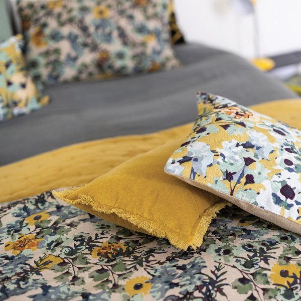 Coussin uni velours de coton/coton Fara...