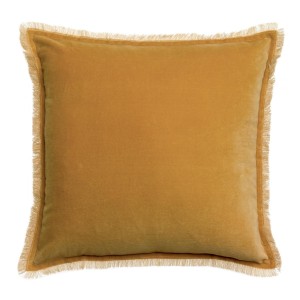 coussin deco, velours de coton, moderne, jaune, haut de gamme