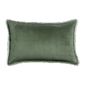 Coussin uni velours de coton/coton Fara Thym40x65, Vivaraise