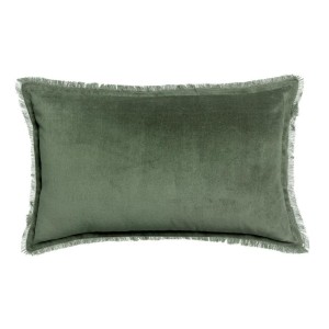 Coussin uni velours de coton/coton Fara Thym 30x50, Vivaraise