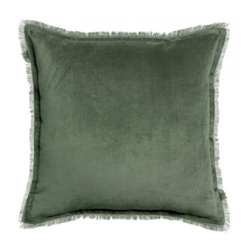 Coussin uni velours de coton/coton Fara Thym 45x45, Vivaraise