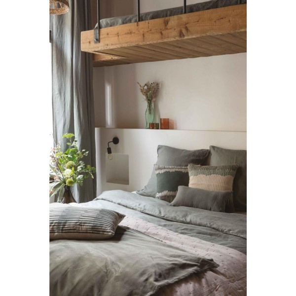 Plaid uni velours de coton/coton Fara Thym...