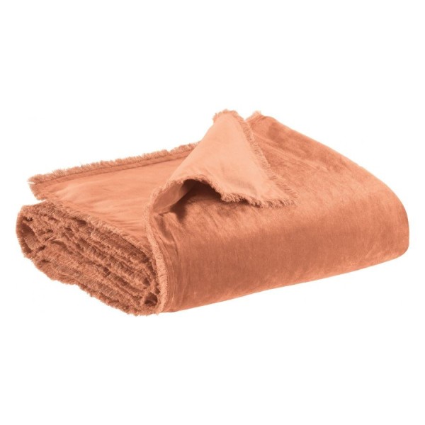 Coussin uni velours de coton/coton Fara Dragée...