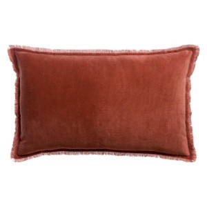 Coussin uni velours de coton/coton Fara Sienne 40x65, Vivaraise