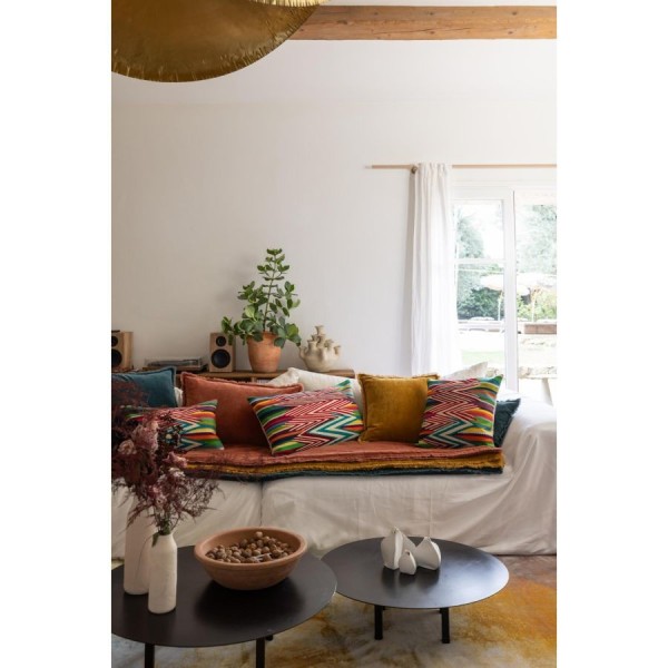 Plaid uni velours de coton/coton Fara Sienne...