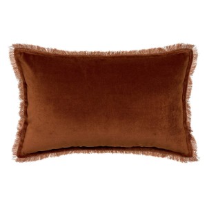 Coussin uni velours de coton/coton Fara Caramel 30x50, Vivaraise