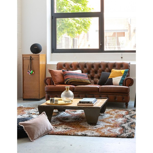 Coussin uni velours de coton/coton Fara Caramel...