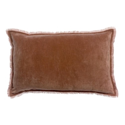 Coussin uni velours de coton/coton Fara Bois de rose 30x50, Vivaraise