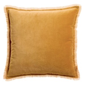Coussin uni velours de coton/coton Fara Cannelle 45x45, Vivaraise