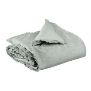 Edredon bout de lit uni velours de coton/coton Fara Titane 85x200, Vivaraise